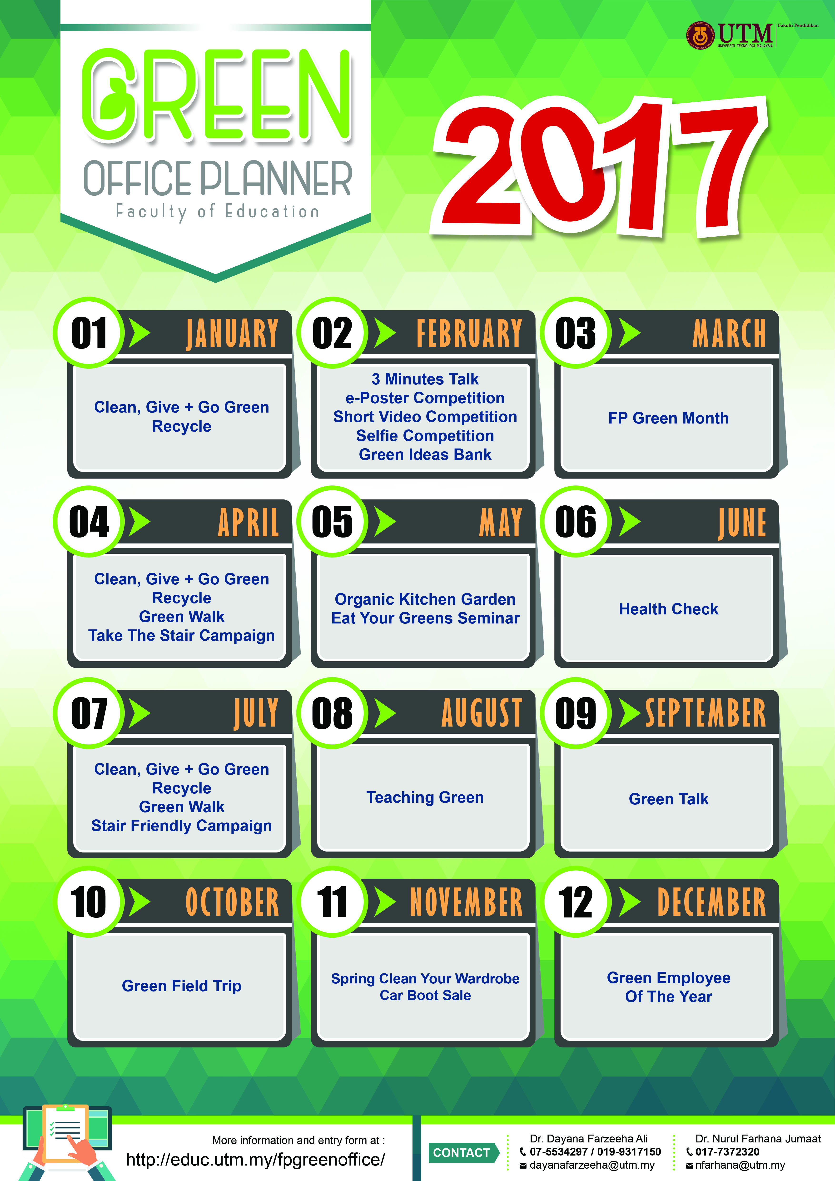 POSTER GREEN OFFICE PLANNER 2017