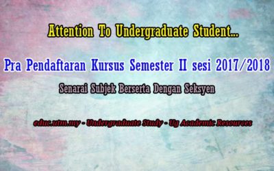 Pra Pendaftaran Kursus Semester  II Sesi 2017/2018