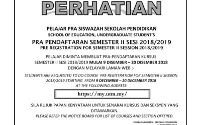 PRA PENDAFTARAN SEMESTER II SESI 2018/2019